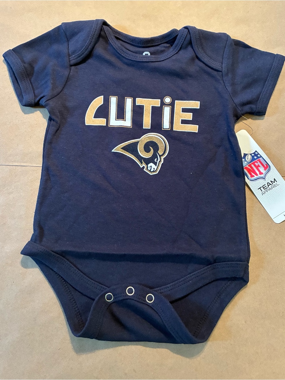 NFL Navy and Gold "Cutie" Los Angeles Rams Baby Bodysuit